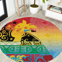 Personalised Torba PNG Day Round Carpet Oro Tapa Pattern - Polynesian Pride