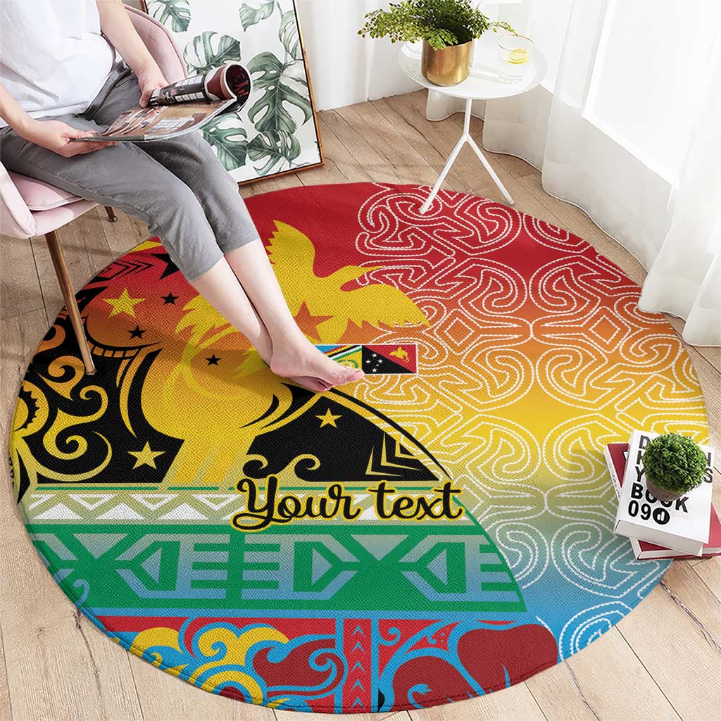 Personalised Torba PNG Day Round Carpet Oro Tapa Pattern - Polynesian Pride