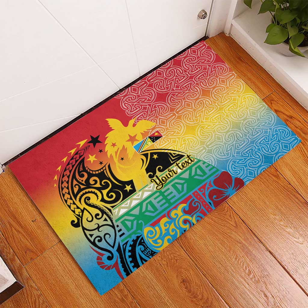 Personalised Torba PNG Day Rubber Doormat Oro Tapa Pattern - Polynesian Pride