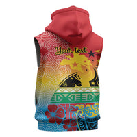 Personalised Torba PNG Day Sleeveless Zip Hoodie Oro Tapa Pattern - Polynesian Pride