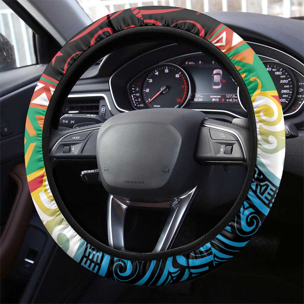 Torba PNG Day Steering Wheel Cover Oro Tapa Pattern - Polynesian Pride