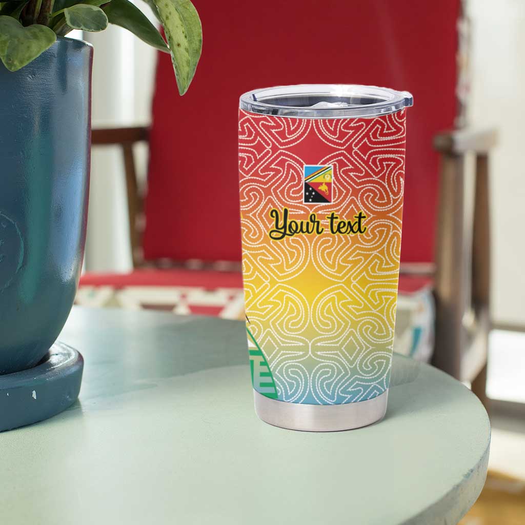 Personalised Torba PNG Day Tumbler Cup Oro Tapa Pattern - Polynesian Pride