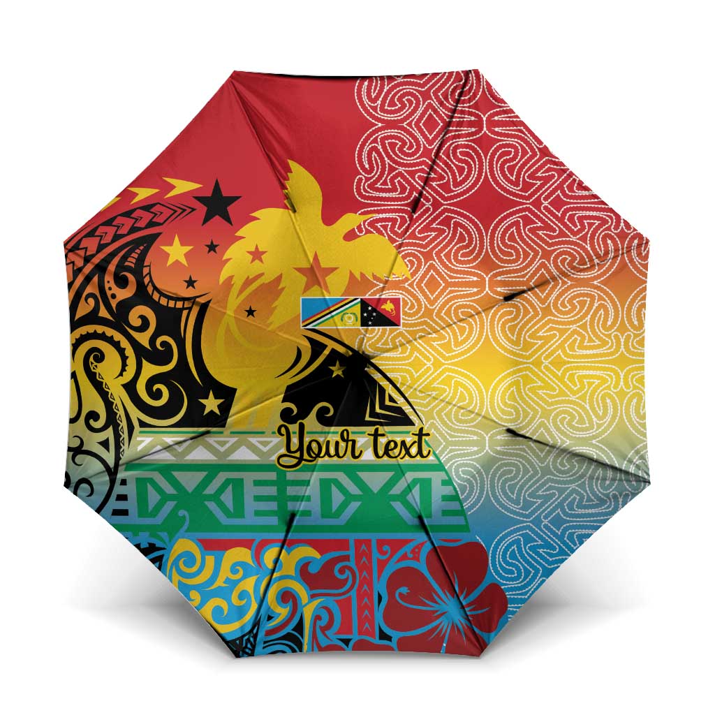 Personalised Torba PNG Day Umbrella Oro Tapa Pattern - Polynesian Pride