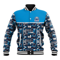 Samoan Warrior Island Heritage Baseball Jacket Ocean Island Geometry Blue Style LT9 Unisex Blue - Polynesian Pride