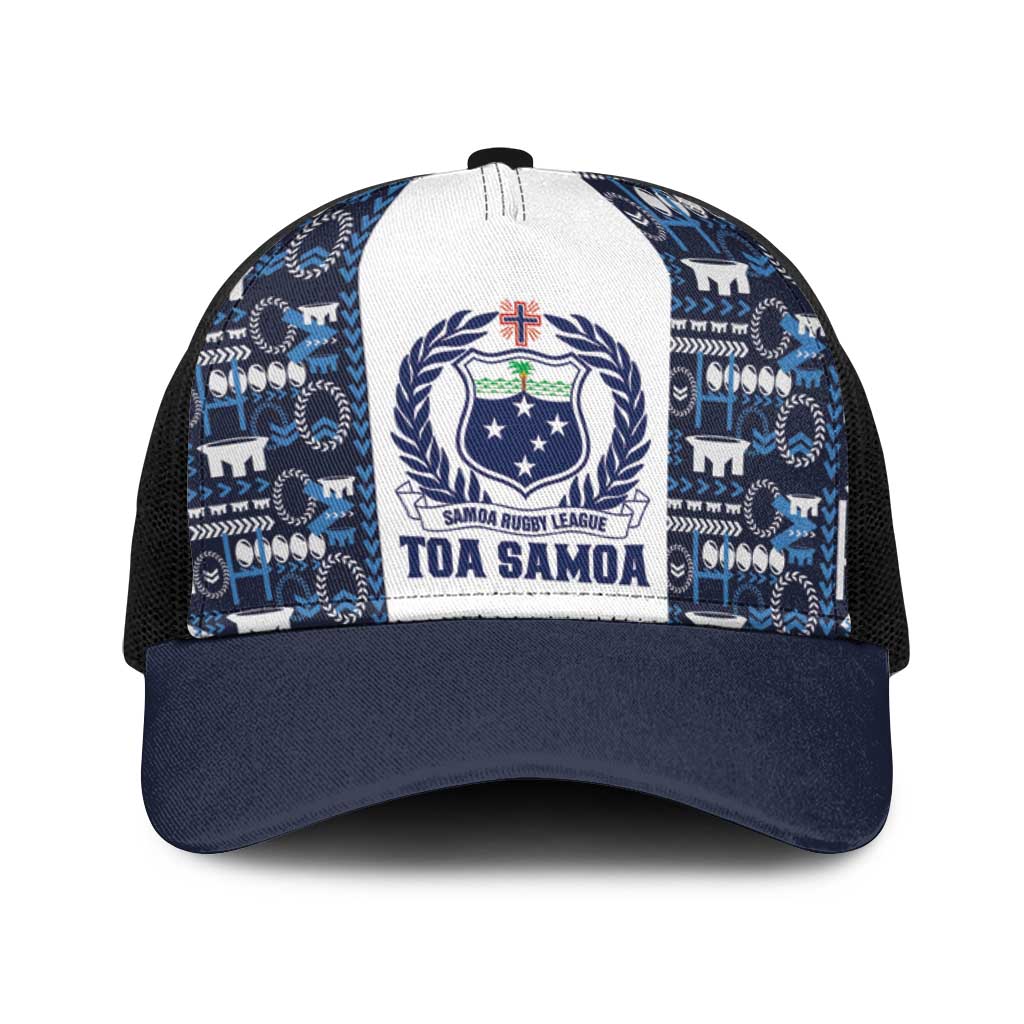Samoan Warrior Island Heritage Baseball Net Cap Ocean Island Geometry Blue Style LT9 One Size Black Blue - Polynesian Pride