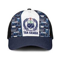Samoan Warrior Island Heritage Baseball Net Cap Ocean Island Geometry Blue Style LT9 One Size Black Blue - Polynesian Pride