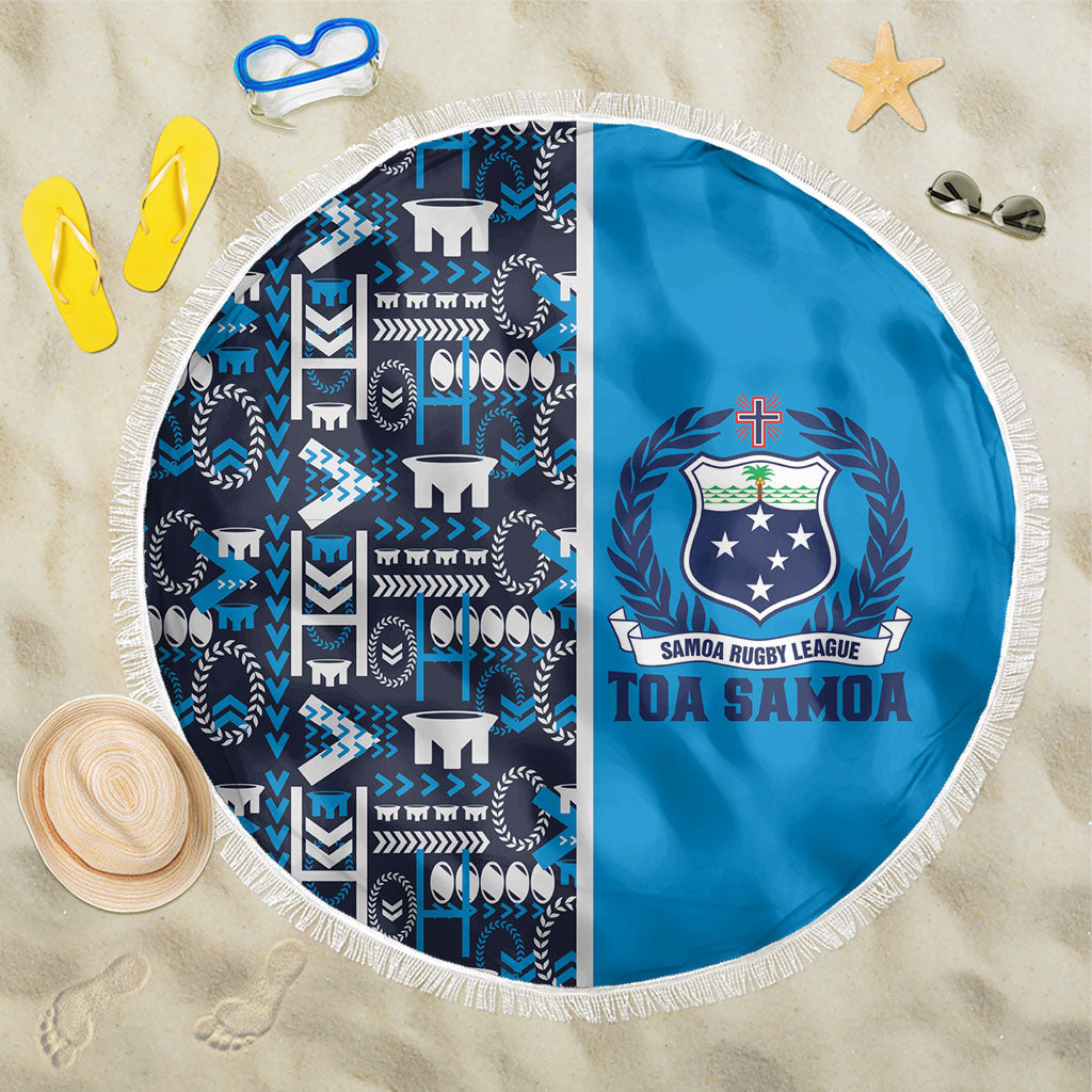 Samoan Warrior Island Heritage Beach Blanket Ocean Island Geometry Blue Style LT9 One Size 150cm Blue - Polynesian Pride