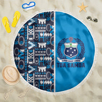 Samoan Warrior Island Heritage Beach Blanket Ocean Island Geometry Blue Style LT9 One Size 150cm Blue - Polynesian Pride