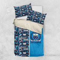 Samoan Warrior Island Heritage Bedding Set Ocean Island Geometry Blue Style LT9 US Twin 172cm x 218cm Blue - Polynesian Pride