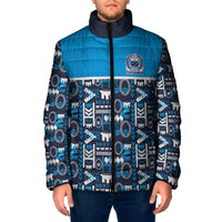 Samoan Warrior Island Heritage Padded Jacket Ocean Island Geometry Blue Style LT9 Men Blue - Polynesian Pride