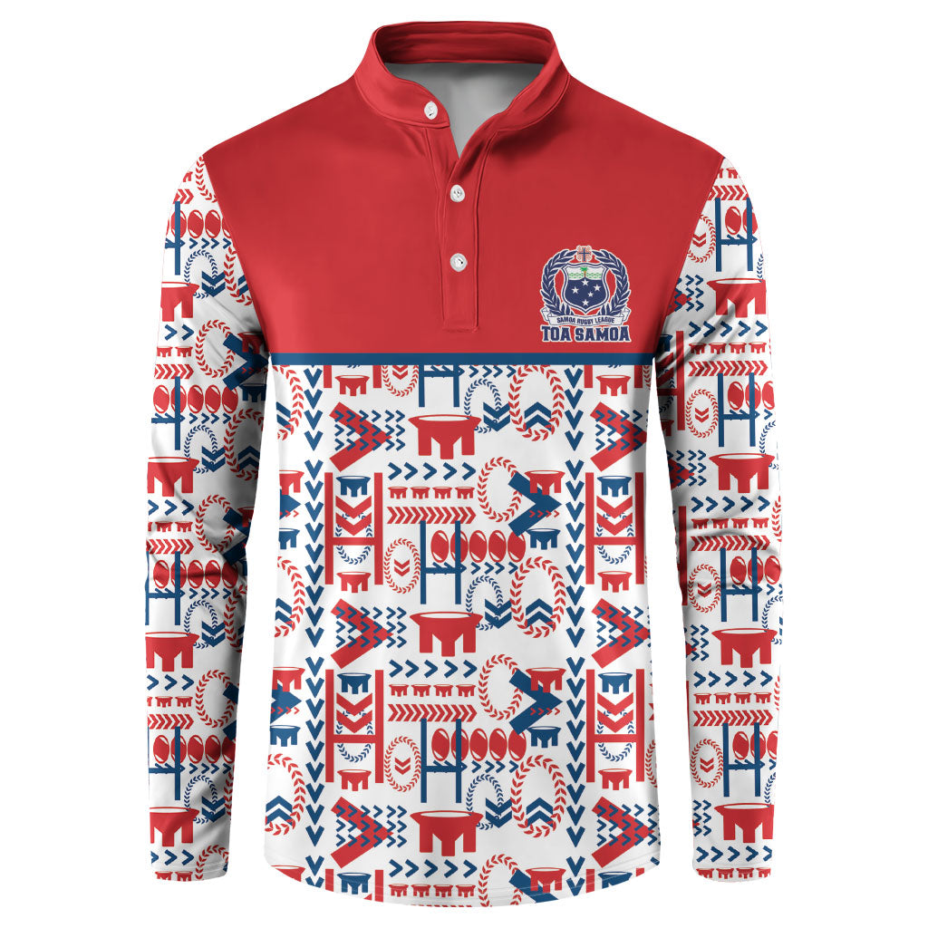 Samoan Warrior Island Heritage Button Sweatshirt Ocean Island Geometry Red Style LT9 Red - Polynesian Pride