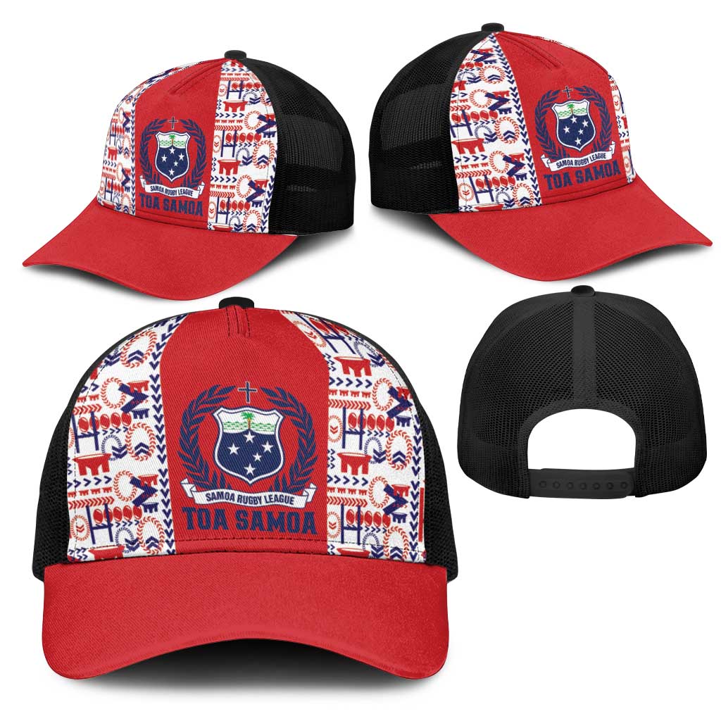 Samoan Warrior Island Heritage Mesh Trucker Cap Ocean Island Geometry Red Style LT9 - Polynesian Pride