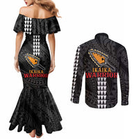 Aloha Spirit Ikaika Warrior Helmet Couples Matching Mermaid Dress and Long Sleeve Button Shirt LT9 - Polynesian Pride