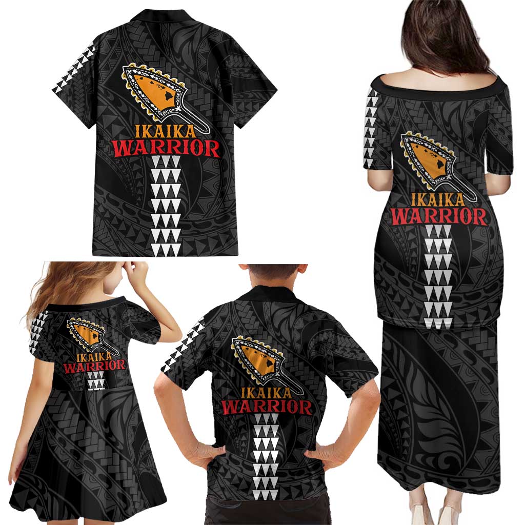 Aloha Spirit Ikaika Warrior Helmet Family Matching Puletasi and Hawaiian Shirt