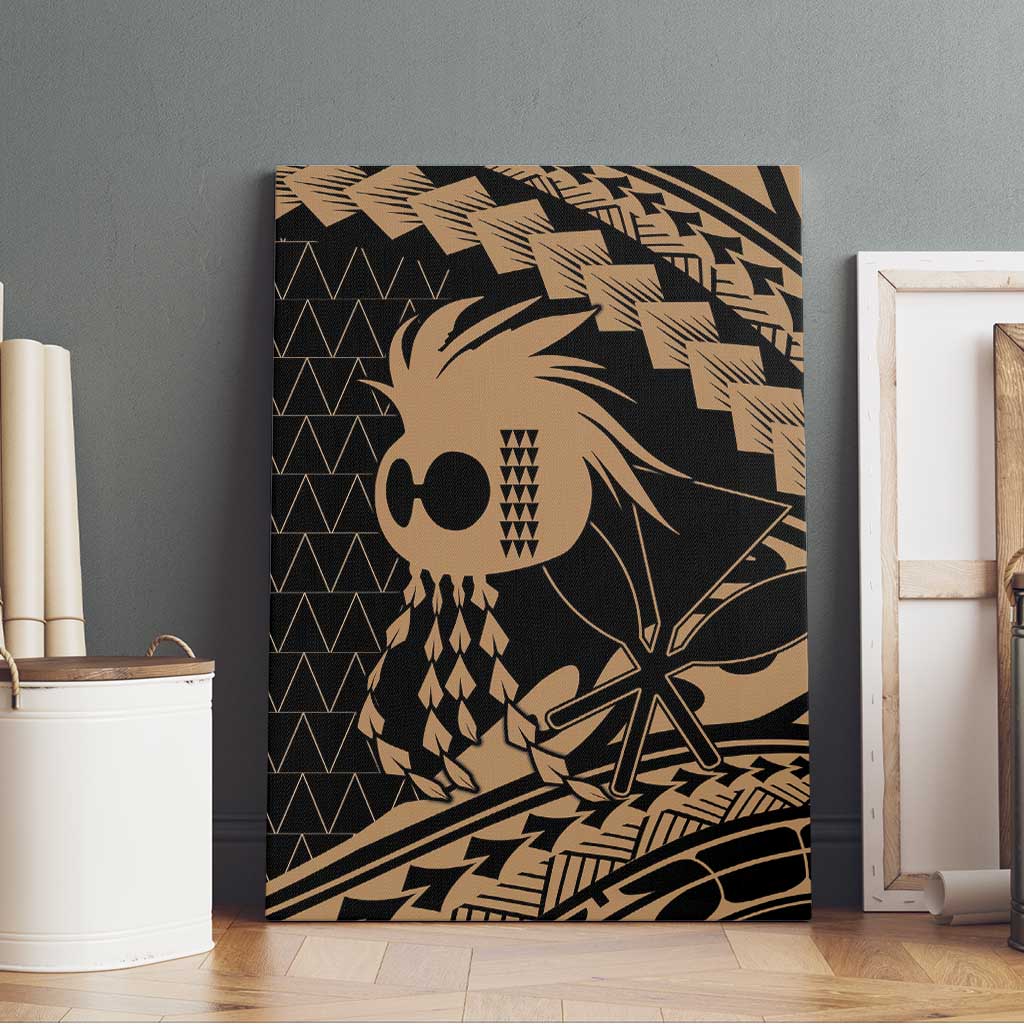 Ikaika Hawaiian Mythic Koa Tribal Warrior Canvas Wall Art