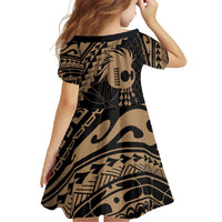 Ikaika Hawaiian Mythic Koa Tribal Warrior Family Matching Off Shoulder Maxi Dress and Hawaiian Shirt