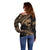 Ikaika Hawaiian Mythic Koa Tribal Warrior Off Shoulder Sweater