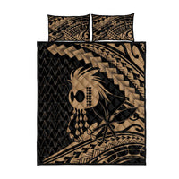 Ikaika Hawaiian Mythic Koa Tribal Warrior Quilt Bed Set