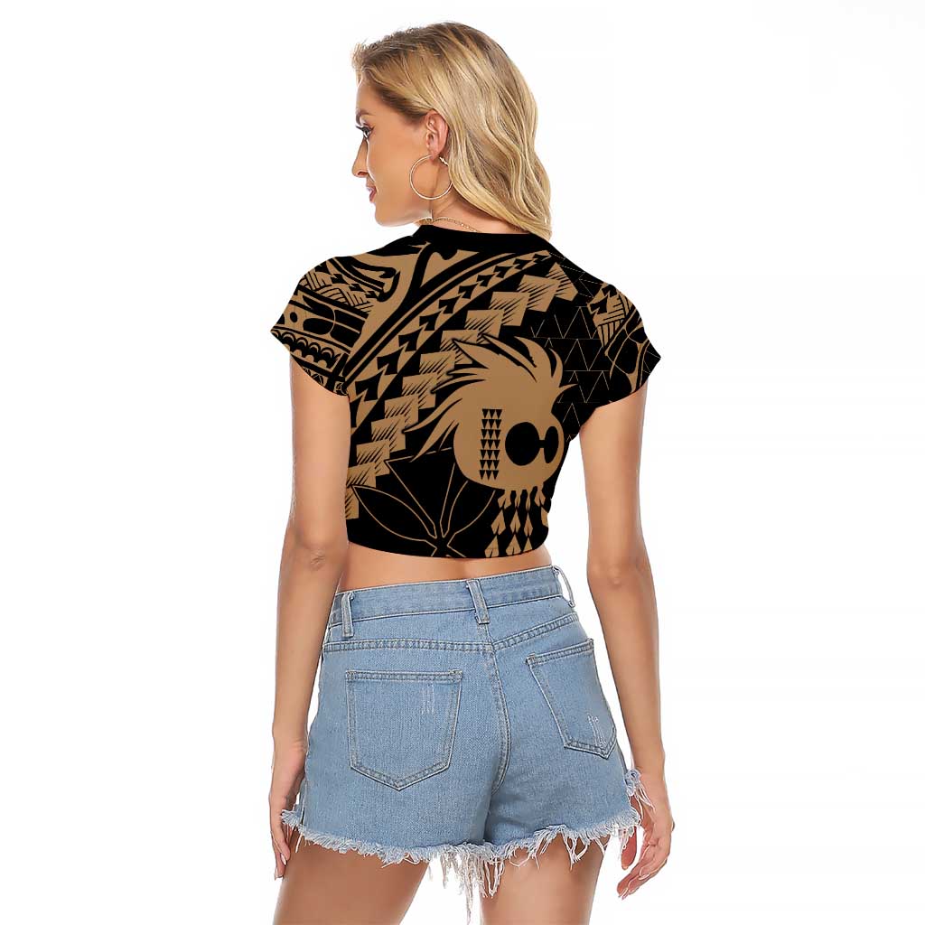 Ikaika Hawaiian Mythic Koa Tribal Warrior Raglan Cropped T Shirt