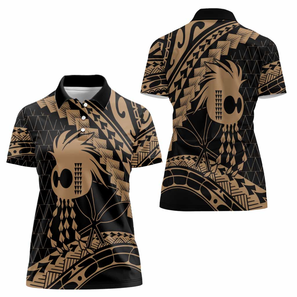 Ikaika Hawaiian Mythic Koa Tribal Warrior Women Polo Shirt