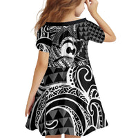 Koa Ikaika Warrior Helmet with Shark Family Matching Summer Maxi Dress and Hawaiian Shirt Black Kakau Style