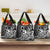Koa Ikaika Warrior Helmet with Shark Grocery Bag Black Kakau Style