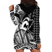 Koa Ikaika Warrior Helmet with Shark Hoodie Dress Black Kakau Style