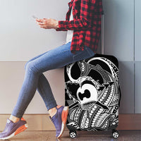 Koa Ikaika Warrior Helmet with Shark Luggage Cover Black Kakau Style