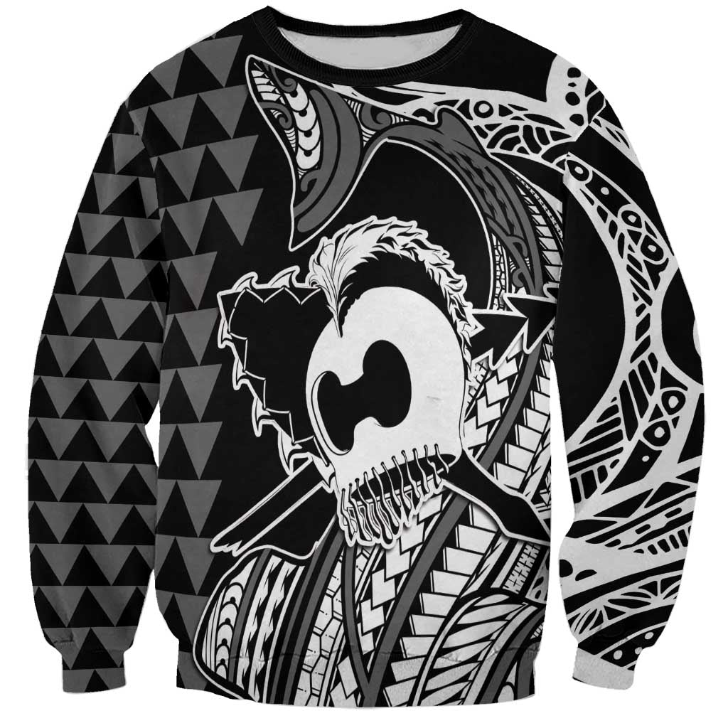 Koa Ikaika Warrior Helmet with Shark Sweatshirt Black Kakau Style LT9 Unisex Black - Polynesian Pride