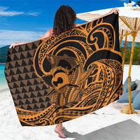 Koa Ikaika Warrior Helmet with Shark Sarong Gold Kakau Style