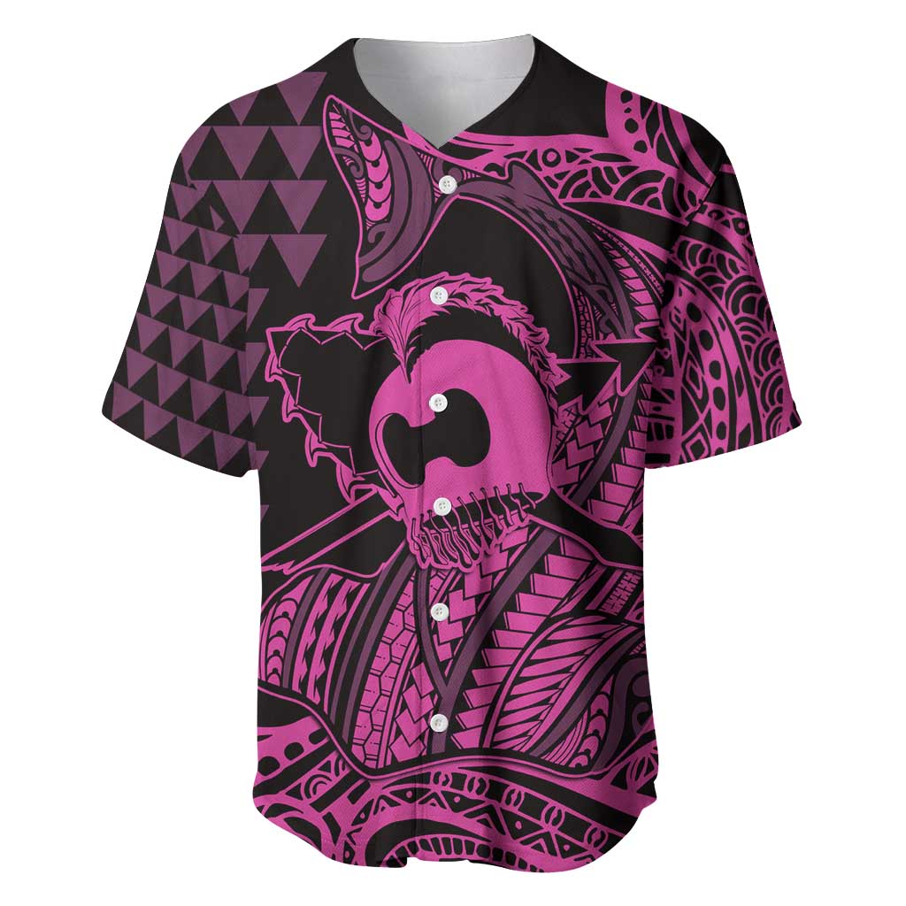 Koa Ikaika Warrior Helmet with Shark Baseball Jersey Pink Kakau Style LT9 Pink - Polynesian Pride