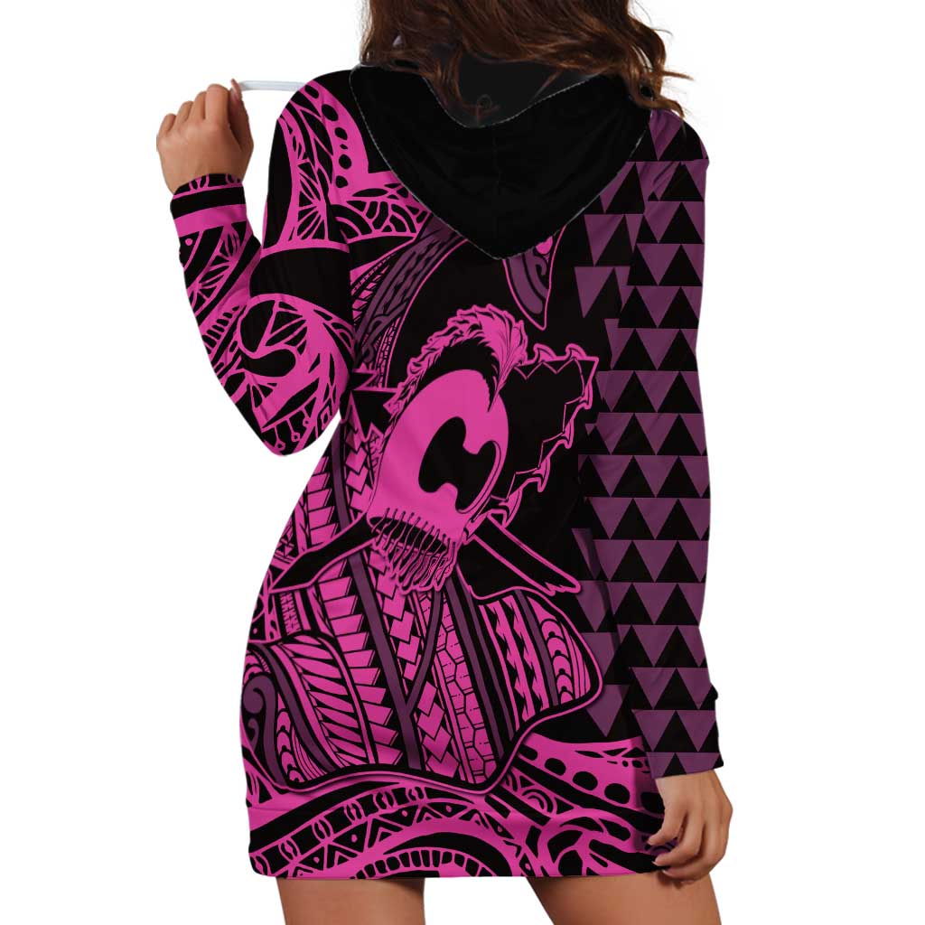 Koa Ikaika Warrior Helmet with Shark Hoodie Dress Pink Kakau Style