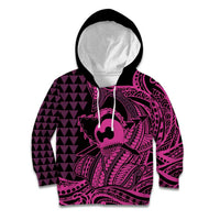 Koa Ikaika Warrior Helmet with Shark Kid Hoodie Pink Kakau Style LT9 Hoodie Pink - Polynesian Pride