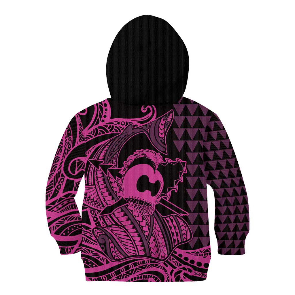 Koa Ikaika Warrior Helmet with Shark Kid Hoodie Pink Kakau Style LT9 - Polynesian Pride