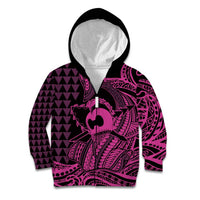 Koa Ikaika Warrior Helmet with Shark Kid Hoodie Pink Kakau Style LT9 Zip Hoodie Pink - Polynesian Pride