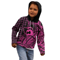 Koa Ikaika Warrior Helmet with Shark Kid Hoodie Pink Kakau Style LT9 - Polynesian Pride