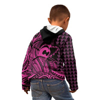 Koa Ikaika Warrior Helmet with Shark Kid Hoodie Pink Kakau Style LT9 - Polynesian Pride
