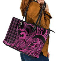 Koa Ikaika Warrior Helmet with Shark Leather Tote Bag Pink Kakau Style