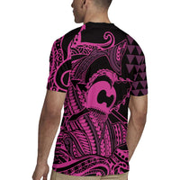 Koa Ikaika Warrior Helmet with Shark Rugby Jersey Pink Kakau Style