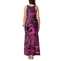 Koa Ikaika Warrior Helmet with Shark Tank Maxi Dress Pink Kakau Style