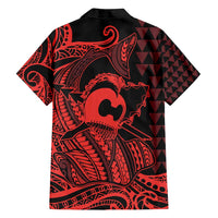 Koa Ikaika Warrior Helmet with Shark Family Matching Puletasi and Hawaiian Shirt Red Kakau Style