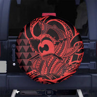 Koa Ikaika Warrior Helmet with Shark Spare Tire Cover Red Kakau Style LT9 - Polynesian Pride