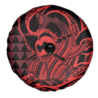 Koa Ikaika Warrior Helmet with Shark Spare Tire Cover Red Kakau Style LT9 - Polynesian Pride