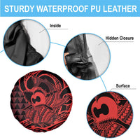 Koa Ikaika Warrior Helmet with Shark Spare Tire Cover Red Kakau Style LT9 - Polynesian Pride