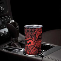 Koa Ikaika Warrior Helmet with Shark Tumbler Cup Red Kakau Style