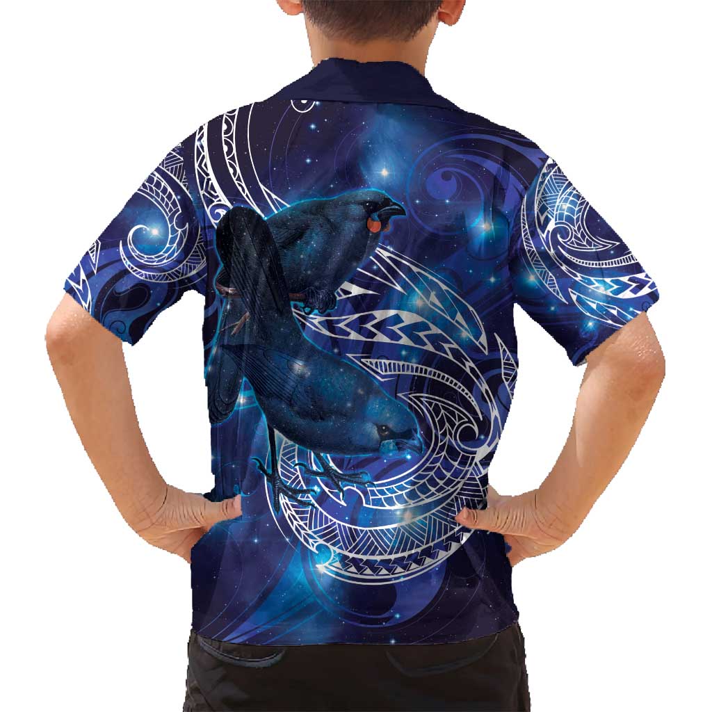 North Island Kokako and South Island Kokako Family Matching Tank Maxi Dress and Hawaiian Shirt New Zealand Native Bird with Galaxy Vibe