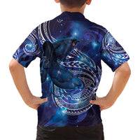 North Island Kokako and South Island Kokako Family Matching Tank Maxi Dress and Hawaiian Shirt New Zealand Native Bird with Galaxy Vibe