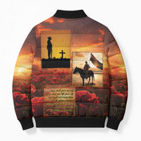 ANZAC Day Film Reel Lest We Forget Bomber Puffer Jacket Australia NZ Memorial