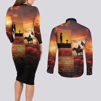 ANZAC Day Film Reel Lest We Forget Couples Matching Long Sleeve Bodycon Dress and Long Sleeve Button Shirt Australia NZ Memorial