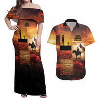 ANZAC Day Film Reel Lest We Forget Couples Matching Off Shoulder Maxi Dress and Hawaiian Shirt Australia NZ Memorial